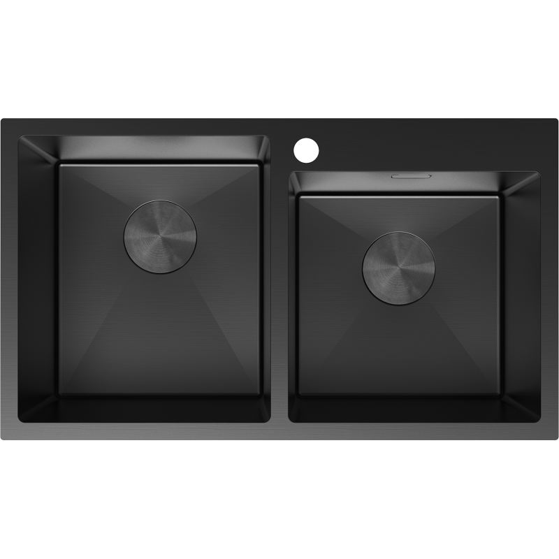 Mexen Xorin Edelstahlspüle 2-beckig 780 x 450 mm, schwarz - 6441782000-70