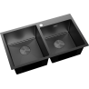 Mexen Xorin Edelstahlspüle 2-beckig 780 x 450 mm, schwarz - 6441782000-70