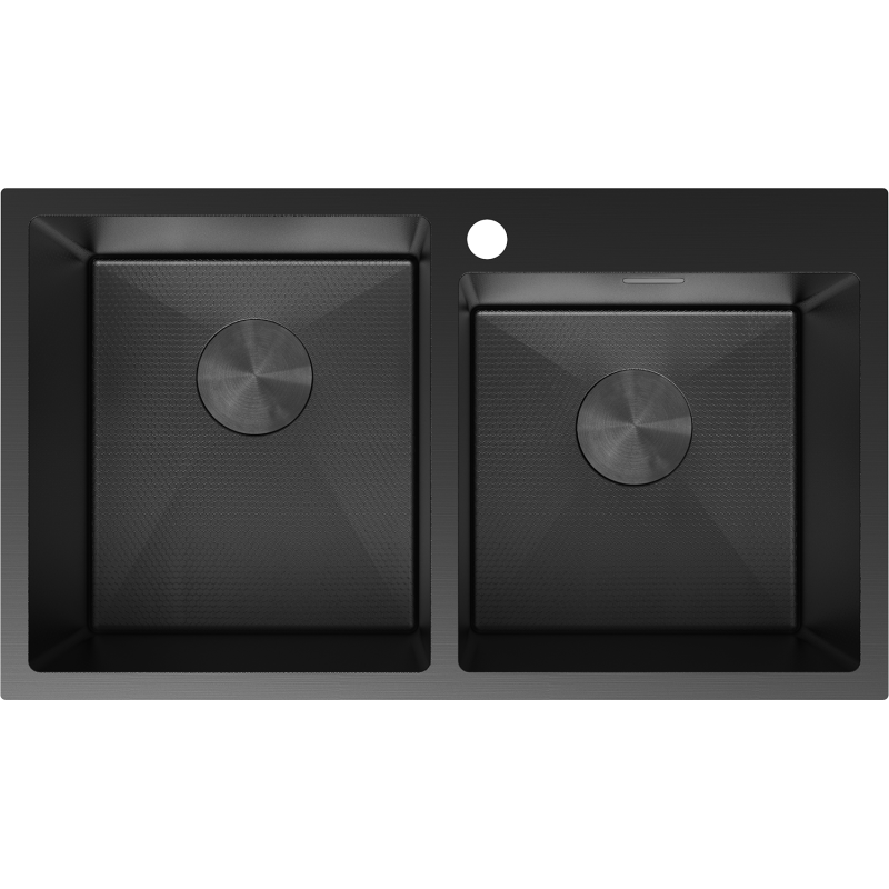 Mexen Xorin Edelstahlspüle 2-Kammer 780 x 450 mm, schwarz HC - 6441782000-70HC