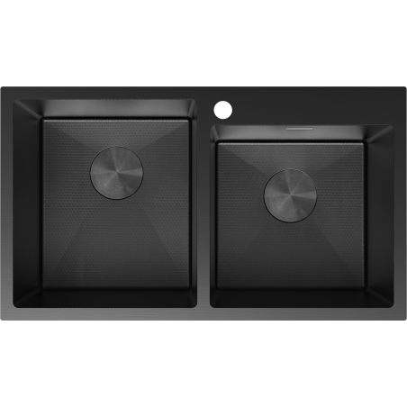 Mexen Xorin Edelstahlspüle 2-Kammer 780 x 450 mm, schwarz HC - 6441782000-70HC