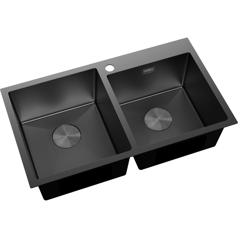 Mexen Xorin Edelstahlspüle 2-Kammer 780 x 450 mm, schwarz HC - 6441782000-70HC
