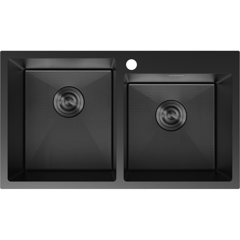 Mexen Xorin Edelstahlspüle 2-Kammer 780 x 450 mm, schwarz HC - 6441782000-70HC