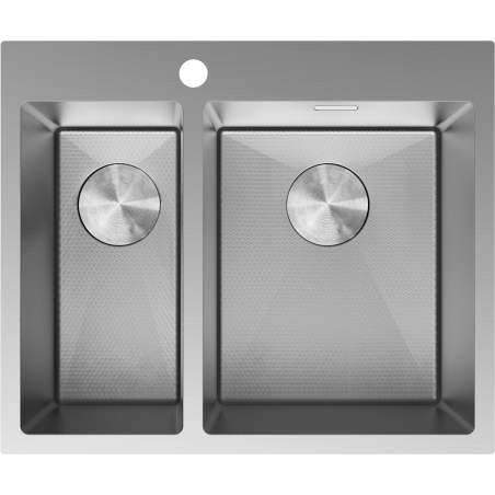 Mexen Flexo Edelstahlspüle 1,5-Kammer 610 x 510 mm, Inox HC - 6446611500-01HC