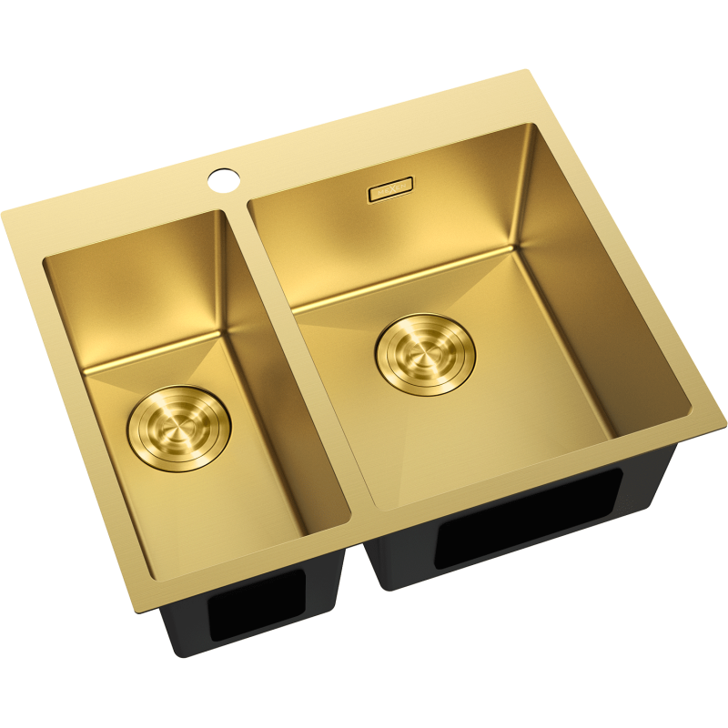 Mexen Flexo Spülbecken aus Stahl 1,5-Kammer 610 x 510 mm, gold - 6446611500-55
