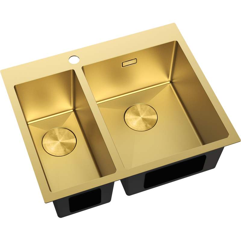 Mexen Flexo Spülbecken aus Stahl 1,5-Kammer 610 x 510 mm, gold - 6446611500-55