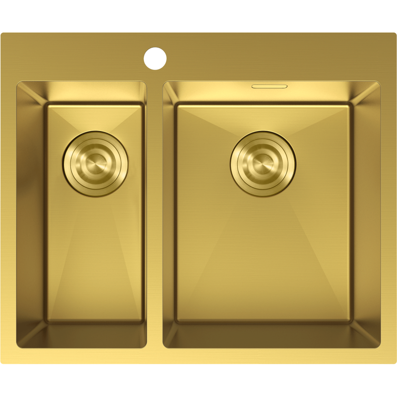 Mexen Flexo Spülbecken aus Stahl 1,5-Kammer 610 x 510 mm, gold - 6446611500-55