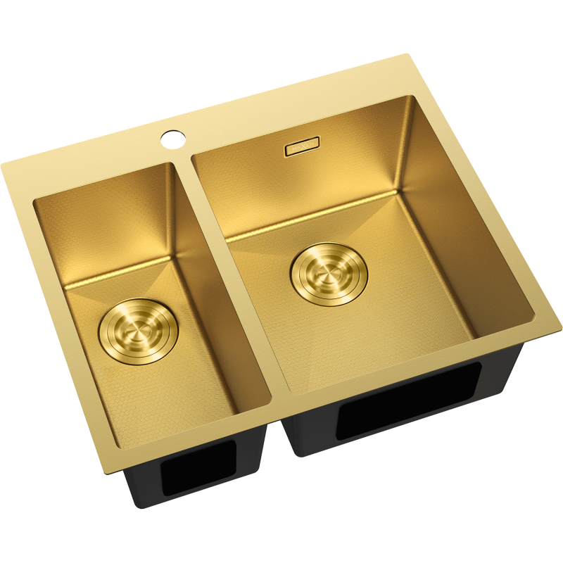 Mexen Flexo Edelstahlspüle 1,5-Kammer 610 x 510 mm, gold HC - 6446611500-55HC