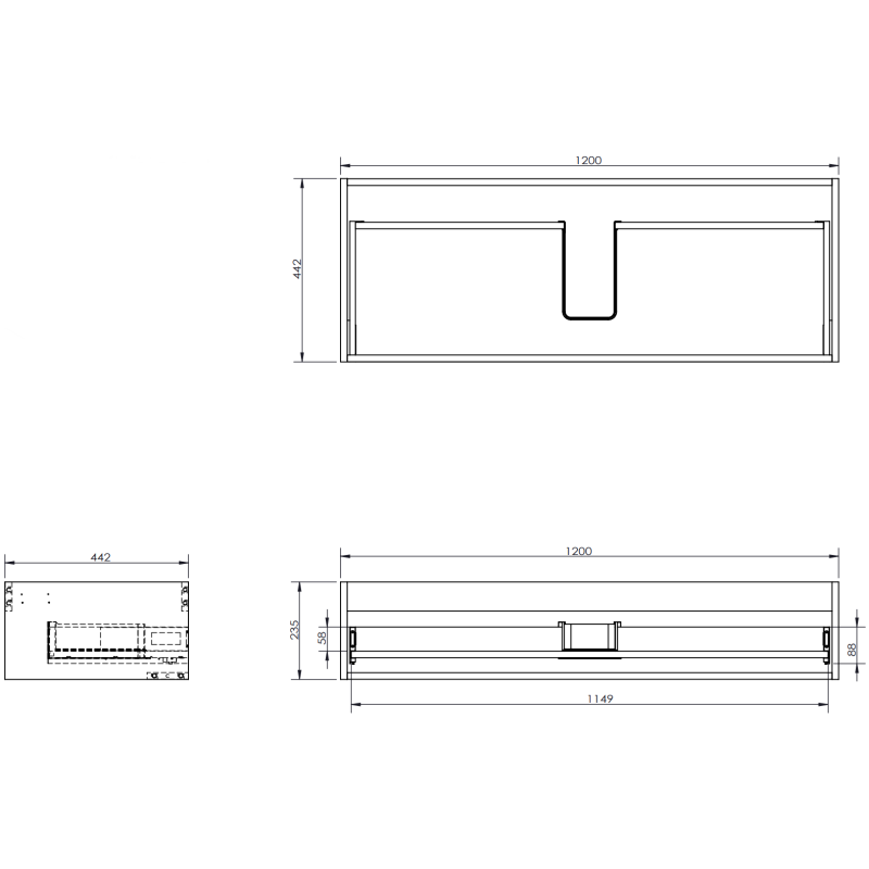 Mexen Orio Badezimmer-Unterschrank 120 cm, 1 Schublade, grau matt - 91A10-12023-1-BF62