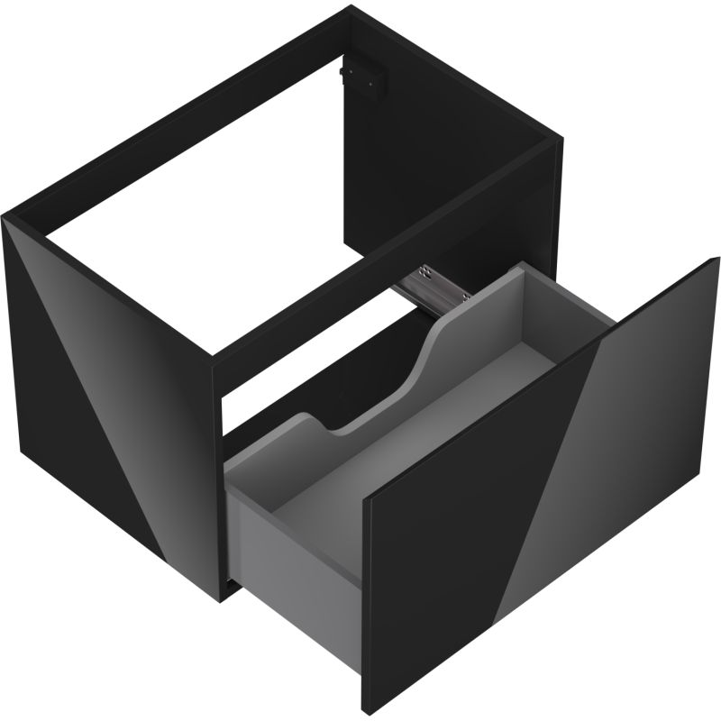 Mexen Orio Badezimmerschrank unter Waschbecken 70 cm, 1 Schublade, schwarz glänzend - 91A10-07047-1-BF70
