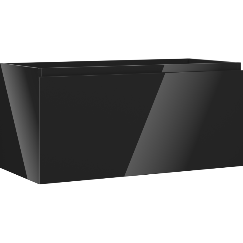 Mexen Orio Badezimmerschrank für Waschbecken 100 cm, 1 Schublade, Schwarz Hochglanz - 91A10-10047-1-BF70