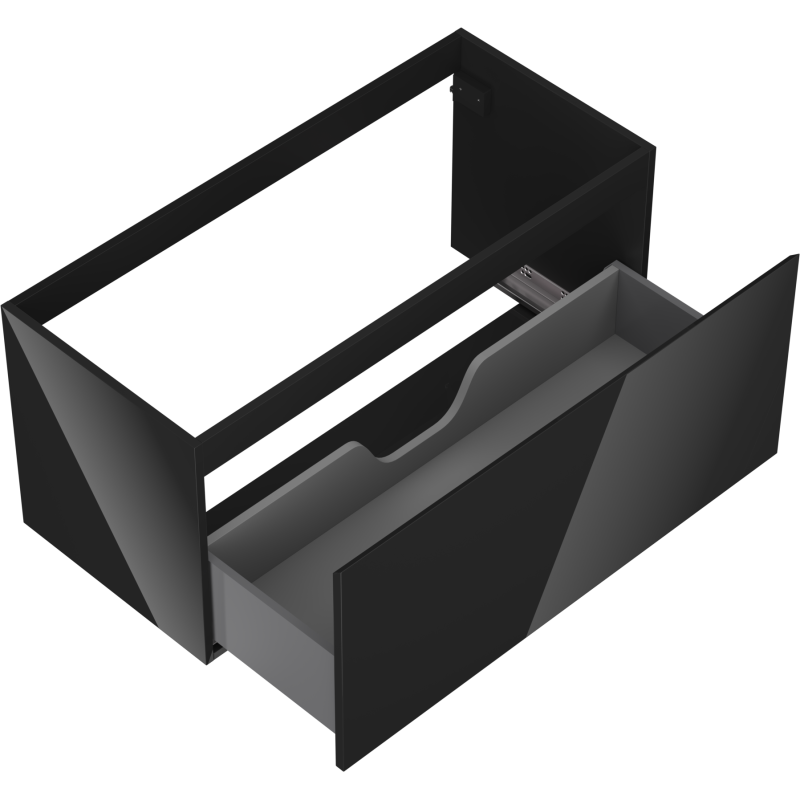 Mexen Orio Badezimmerschrank für Waschbecken 100 cm, 1 Schublade, Schwarz Hochglanz - 91A10-10047-1-BF70