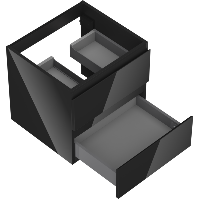Mexen Orio Badezimmer-Unterschrank 50 cm, 2 Schubladen, schwarz glänzend - 91A10-05047-2-BFF70