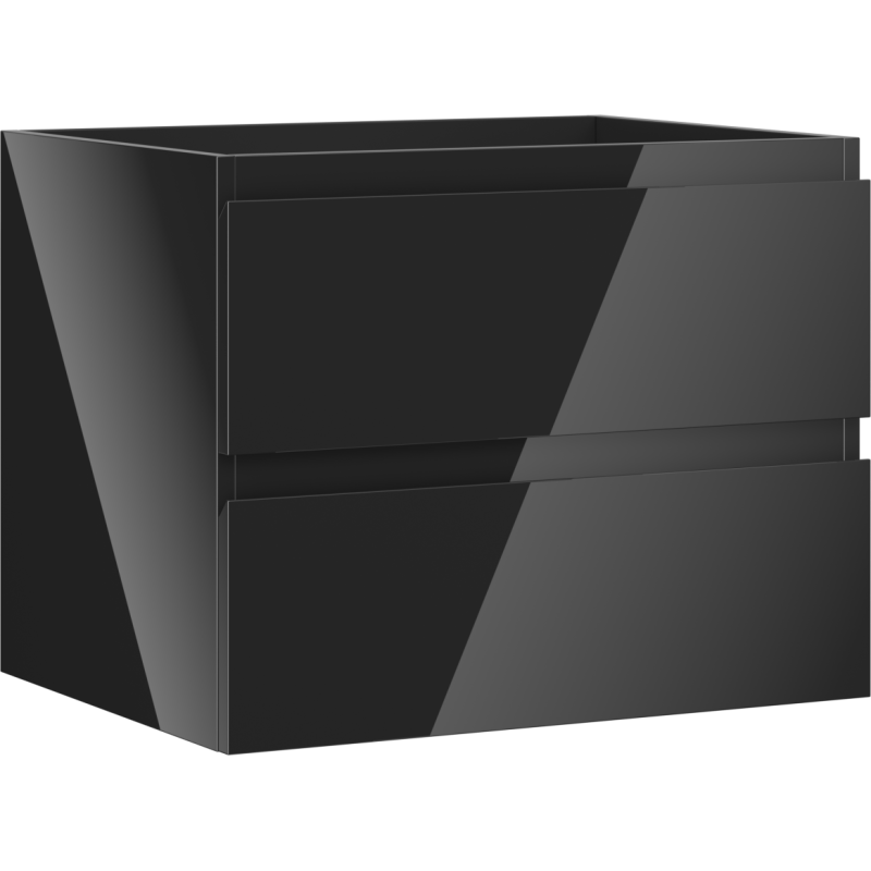 Mexen Orio Badezimmerschrank für Waschbecken 60 cm, 2 Schubladen, Schwarz Glanz - 91A10-06047-2-BFF70