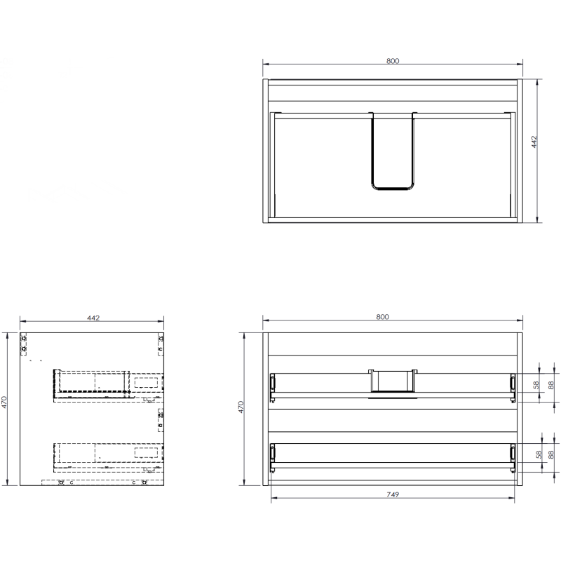 Mexen Orio Badezimmerunterschrank 80 cm, 2 Schubladen, weiß glänzend - 91A10-08047-2-BFF00