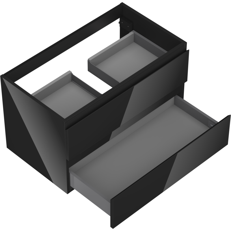 Mexen Orio Badezimmerschrank unter dem Waschbecken 80 cm, 2 Schubladen, schwarzer Glanz - 91A10-08047-2-BFF70