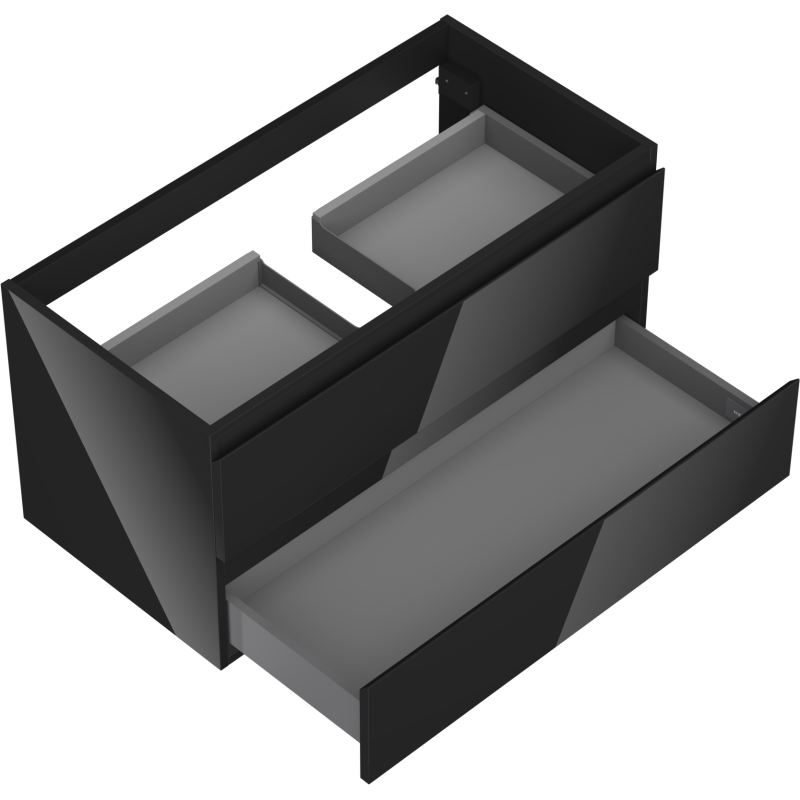 Mexen Orio Badezimmerschrank unter dem Waschbecken 90 cm, 2 Schubladen, schwarz glänzend - 91A10-09047-2-BFF70