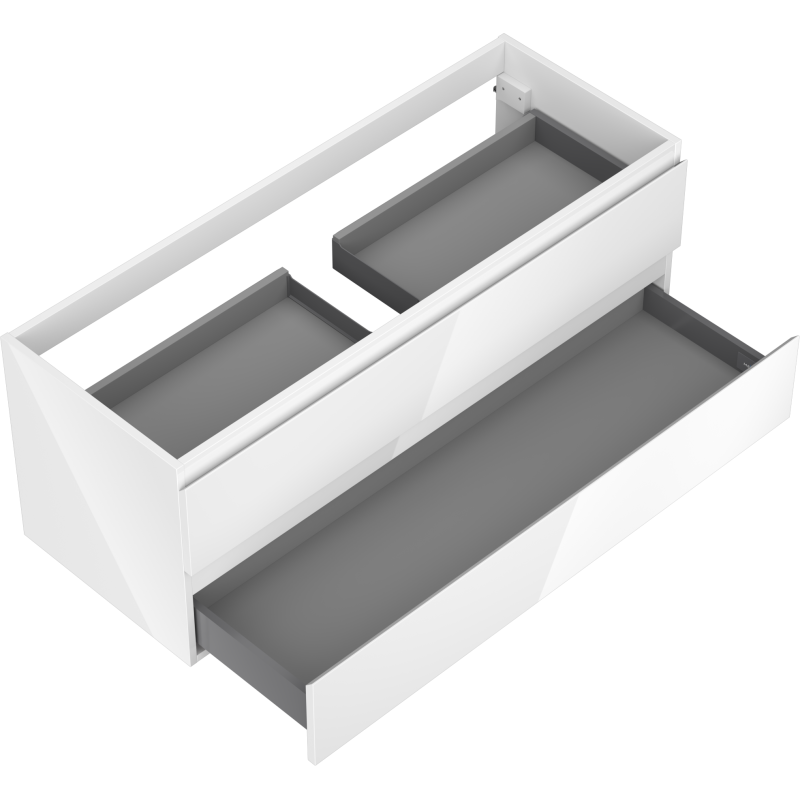 Mexen Orio Badezimmerschrank unter Waschbecken 120 cm, 2 Schubladen, Weiß glänzend - 91A10-12047-2-BFF00