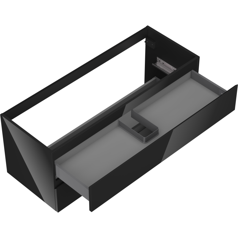 Mexen Orio Badezimmerschrank unter Waschbecken 120 cm, 2 Schubladen, Schwarz Hochglanz - 91A10-12047-2-BFF70