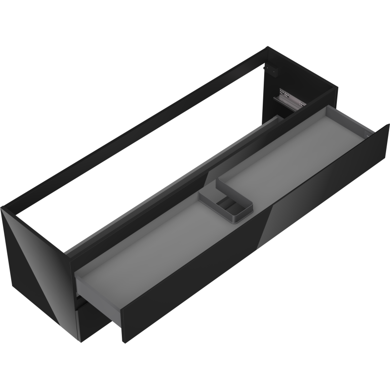 Mexen Orio Badezimmerschrank unter dem Waschbecken 160 cm, 2 Schubladen, Schwarz Glanz - 91A10-16047-2-BFF70