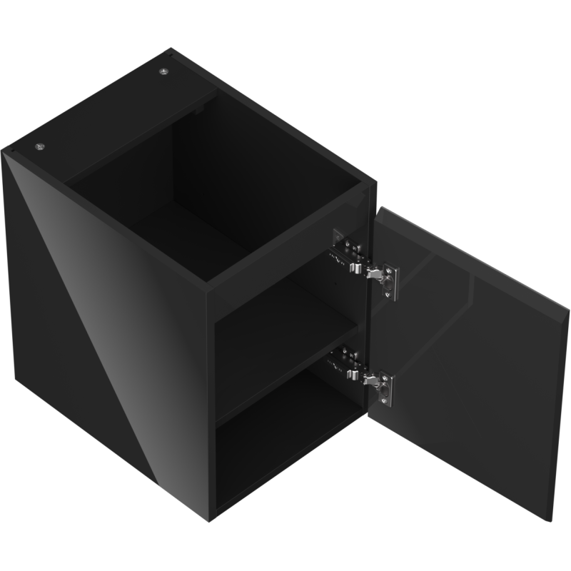 Mexen Orio Badezimmerschrank für Waschbecken 35 cm, 1 Tür, Schwarz Hochglanz - 91A11-03547-1-BF70