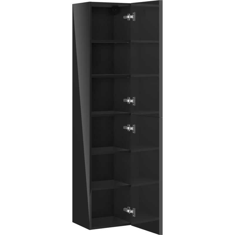 Mexen Orio Badezimmer-Säule 35 cm, 2 Türen, schwarzer Glanz - 91A11-03016-2-BF70