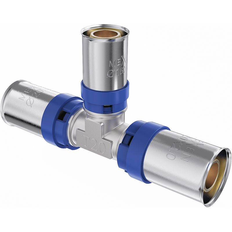 Mexen PEX-P reduzierendes Pressfitting T-Stück, verpresst PEX 25 x 20 x 25 - W97131-252025-00