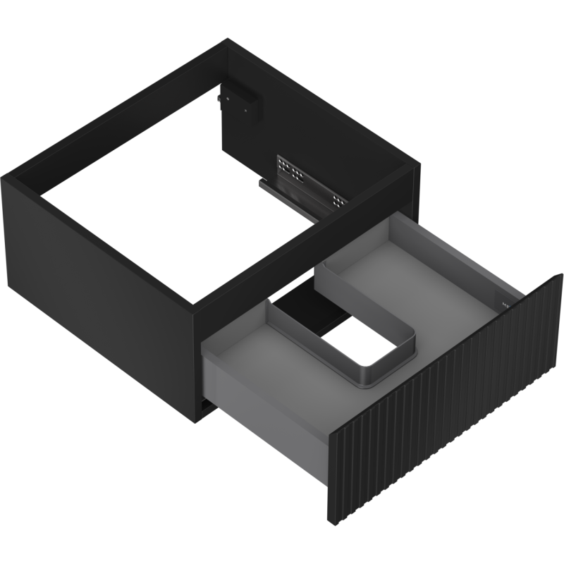 Mexen Rivel Badezimmerschrank für Waschtisch 50 cm, 1 Schublade, gerillt, schwarz matt - 91A20-05023-1-BF71