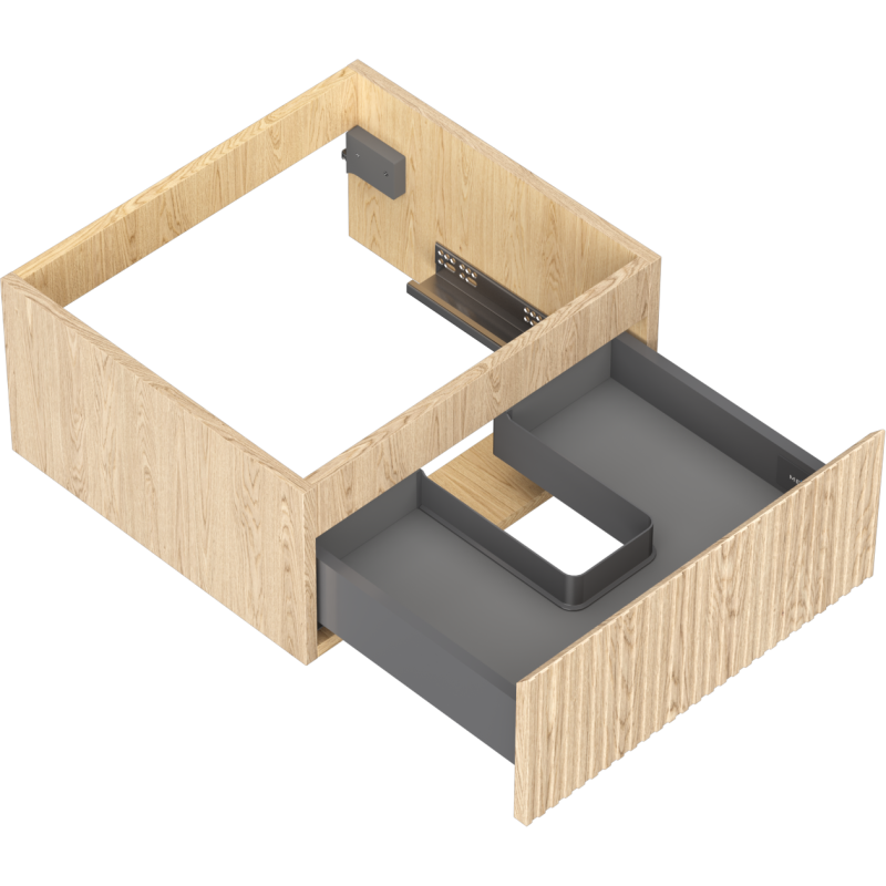 Mexen Rivel Badezimmerschrank für Waschbecken 50 cm, 1 Schublade, geriffelt, Eiche - 91A20-05023-1-BF81