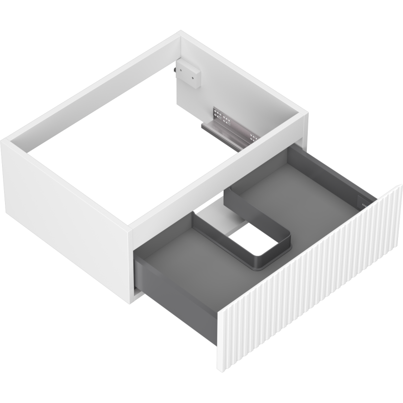 Mexen Rivel Badezimmerschrank unter Waschbecken 60 cm, 1 Schublade, gerillt, weiß matt - 91A20-06023-1-BF01