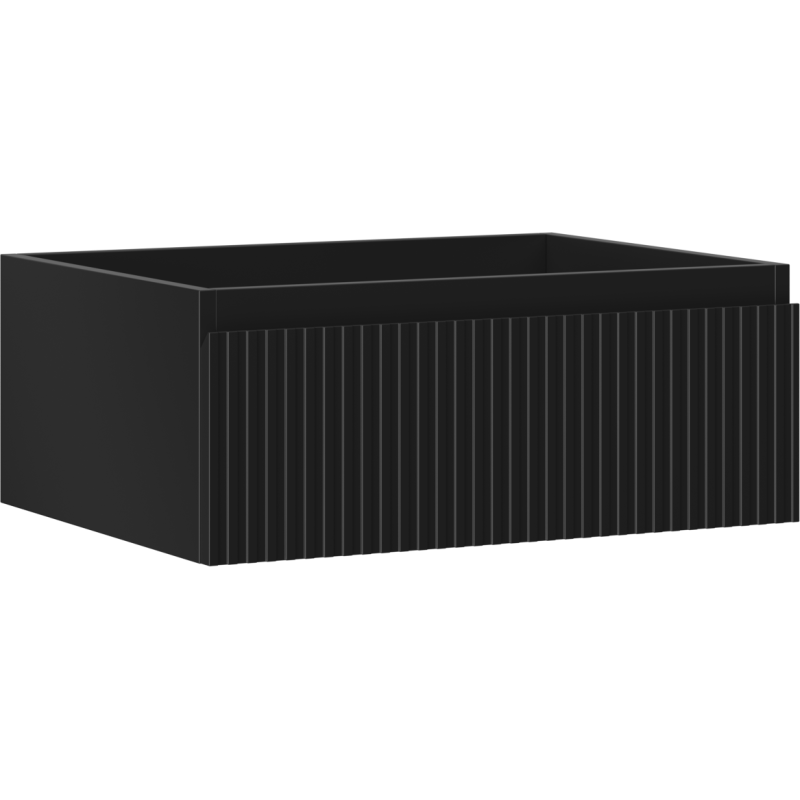 Mexen Rivel Badezimmerschrank für Waschbecken 60 cm, 1 Schublade, geriffelt, schwarz matt - 91A20-06023-1-BF71
