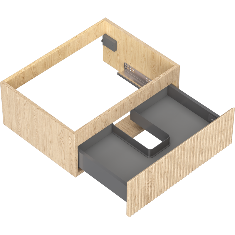 Mexen Rivel Badezimmerschrank unter Waschbecken 60 cm, 1 Schublade, geriffelt, Eiche - 91A20-06023-1-BF81