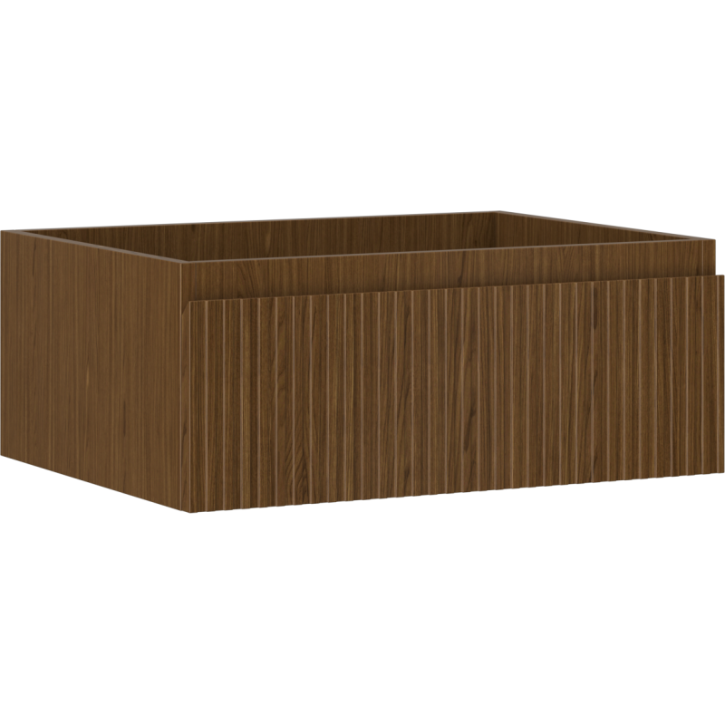 Mexen Rivel Badezimmerschrank für Waschbecken 60 cm, 1 Schublade, geriffelt, Nussbaum - 91A20-06023-1-BF86