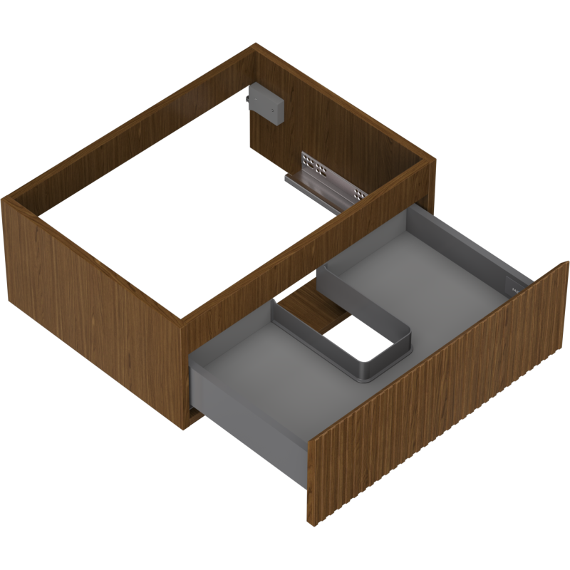 Mexen Rivel Badezimmerschrank für Waschbecken 60 cm, 1 Schublade, geriffelt, Nussbaum - 91A20-06023-1-BF86