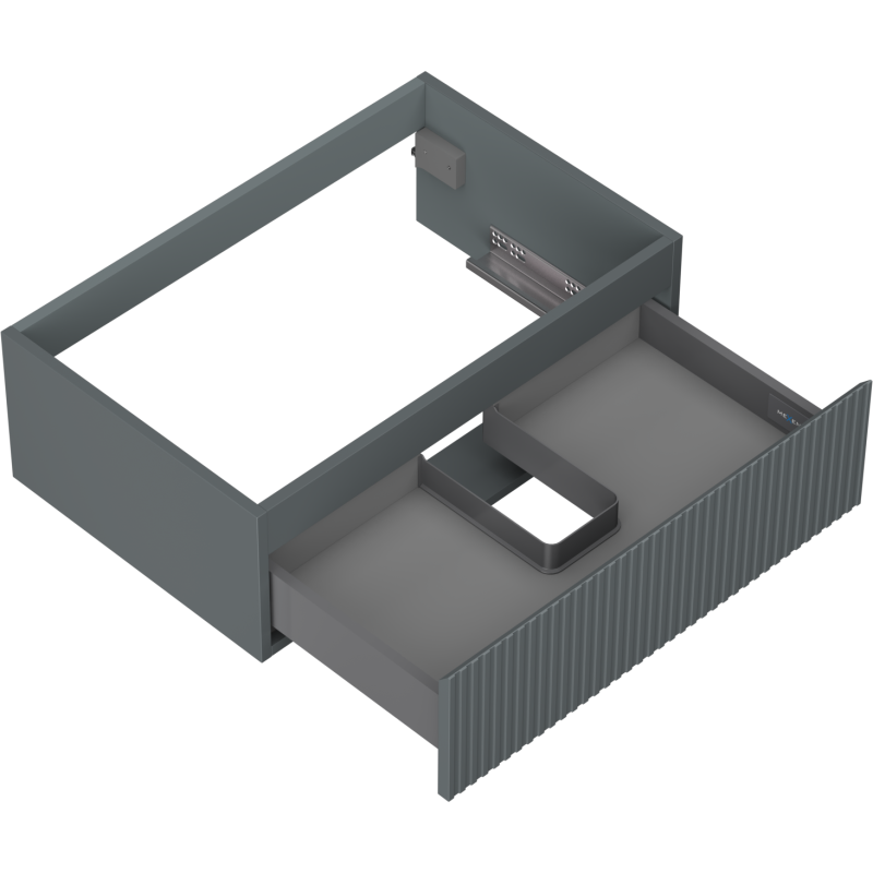 Mexen Rivel Badezimmerunterschrank 70 cm, 1 Schublade, geriffelt, Graphit matt - 91A20-07023-1-BF66