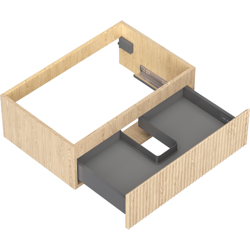 Mexen Rivel Badezimmerschrank für Waschtisch 70 cm, 1 Schublade, gerillt, Eiche - 91A20-07023-1-BF81