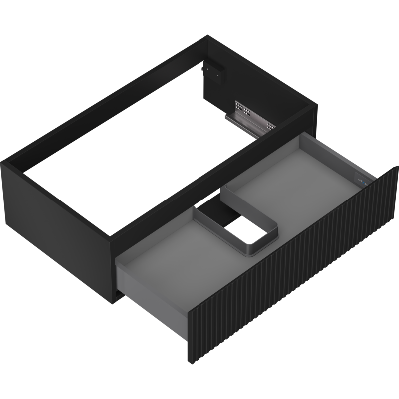 Mexen Rivel Badezimmerschrank 80 cm, 1 Schublade, geriffelt, schwarz matt - 91A20-08023-1-BF71