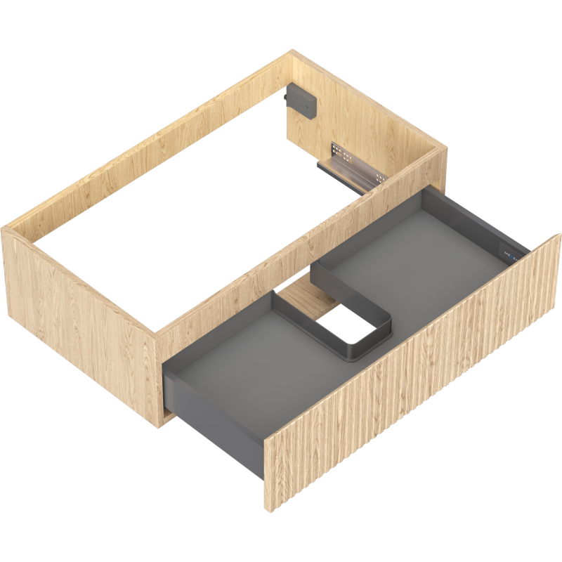 Mexen Rivel Badezimmerschrank unter Waschbecken 80 cm, 1 Schublade, geriffelt, Eiche - 91A20-08023-1-BF81