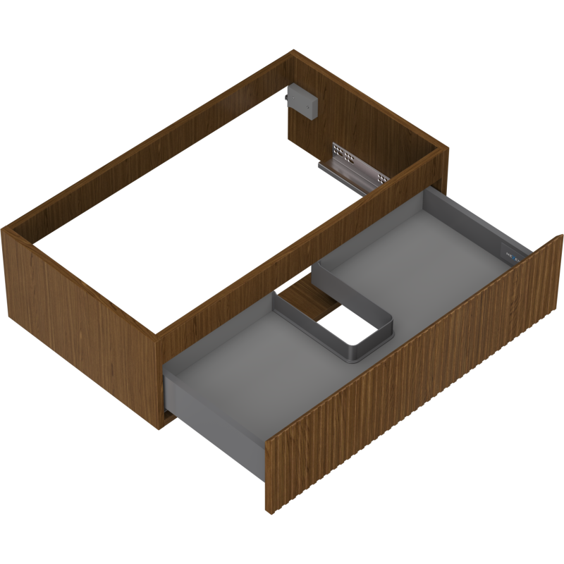 Mexen Rivel Badezimmerunterschrank 80 cm, 1 Schublade, geriffelt, Nussbaum - 91A20-08023-1-BF86