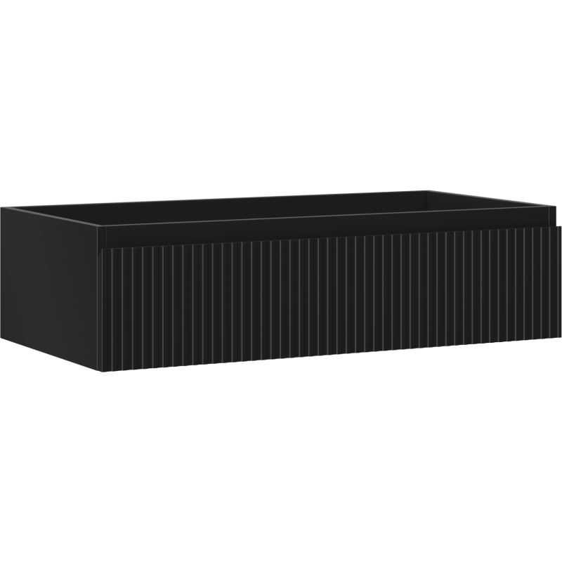 Mexen Rivel Badezimmerschrank 90 cm, 1 Schublade, geriffelt, schwarz matt - 91A20-09023-1-BF71
