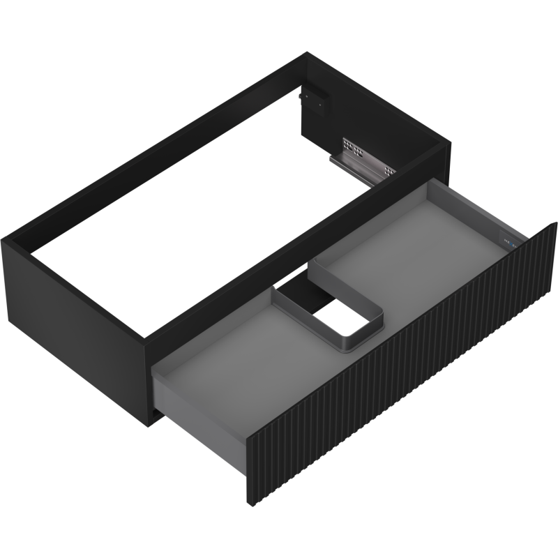 Mexen Rivel Badezimmerschrank 90 cm, 1 Schublade, geriffelt, schwarz matt - 91A20-09023-1-BF71