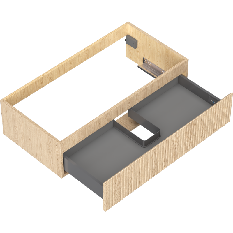 Mexen Rivel Badezimmerschrank unter dem Waschbecken 90 cm, 1 Schublade, geriffelt, Eiche - 91A20-09023-1-BF81