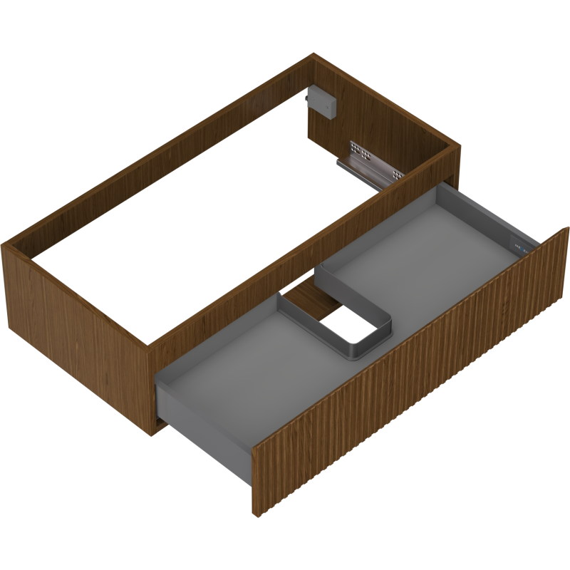 Mexen Rivel Badezimmerunterschrank 90 cm, 1 Schublade, geriffelt, Nussbaum - 91A20-09023-1-BF86
