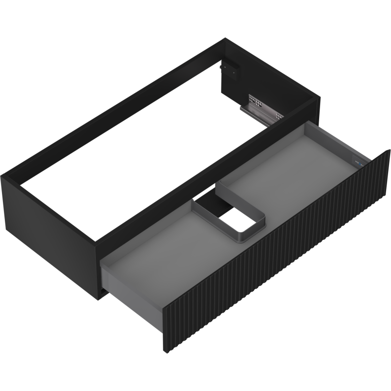Mexen Rivel Badezimmerschrank für Waschtisch 100 cm, 1 Schublade, gerillt, schwarz matt - 91A20-10023-1-BF71