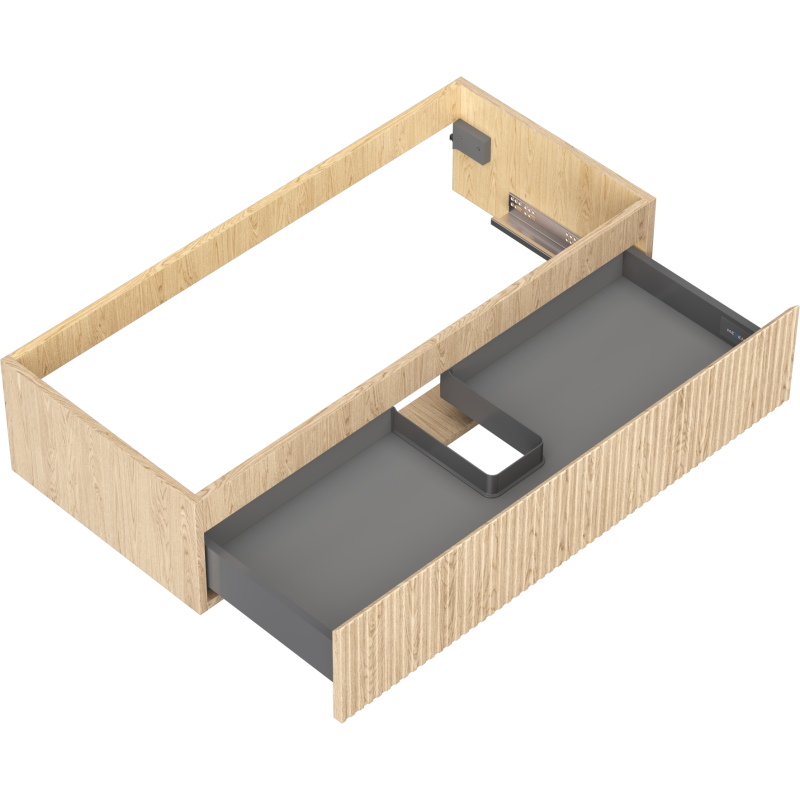 Mexen Rivel Badezimmerschrank unter dem Waschbecken 100 cm, 1 Schublade, geriffelt, Eiche - 91A20-10023-1-BF81