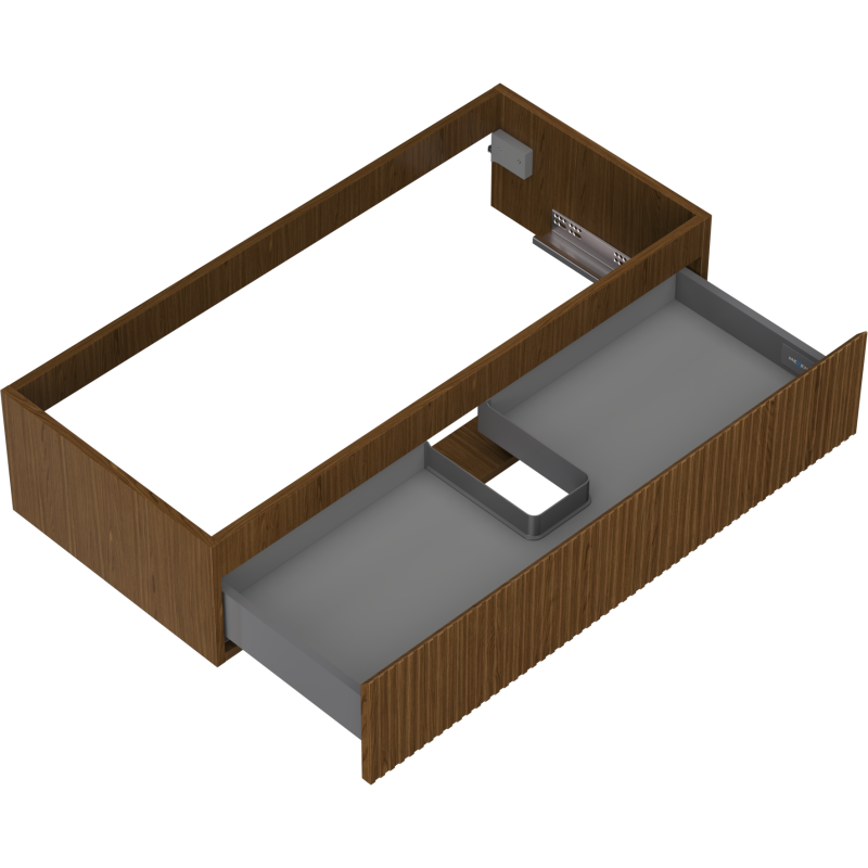 Mexen Rivel Badezimmerschrank für Waschbecken 100 cm, 1 Schublade, geriffelt, Nussbaum - 91A20-10023-1-BF86