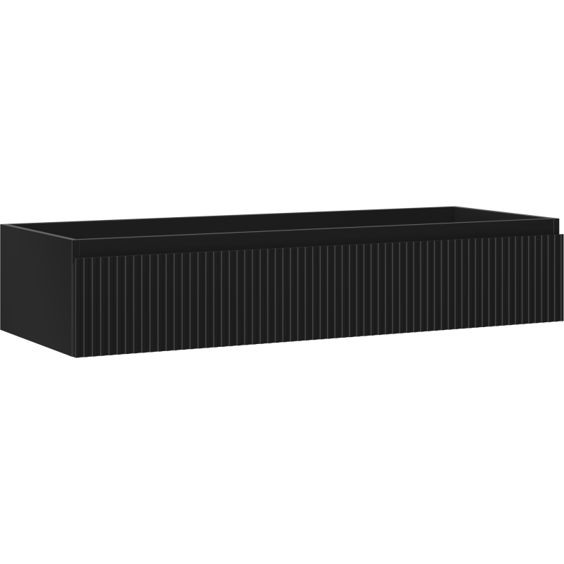 Mexen Rivel Badezimmerschrank für Waschbecken 120 cm, 1 Schublade, geriffelt, schwarz matt - 91A20-12023-1-BF71