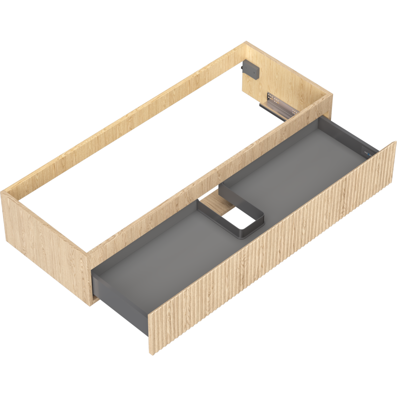 Mexen Rivel Badezimmerschrank für Waschbecken 120 cm, 1 Schublade, gerillt, Eiche - 91A20-12023-1-BF81