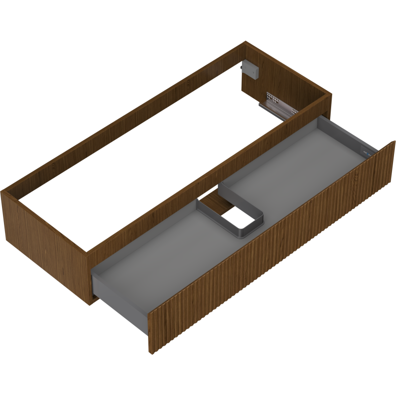 Mexen Rivel Badezimmerschrank für Waschbecken 120 cm, 1 Schublade, geriffelt, Nussbaum - 91A20-12023-1-BF86