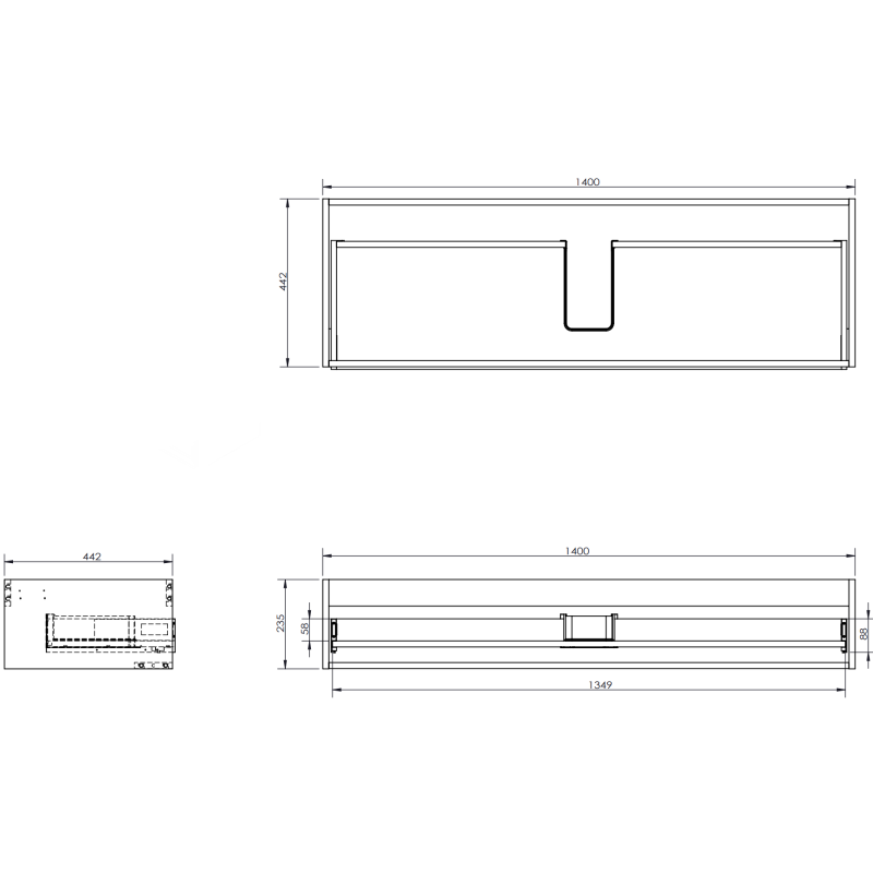 Mexen Rivel Badezimmer-Unterschrank 140 cm, 1 Schublade, gerillt, schwarz matt - 91A20-14023-1-BF71