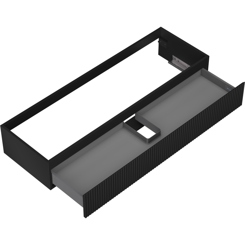Mexen Rivel Badezimmer-Unterschrank 140 cm, 1 Schublade, gerillt, schwarz matt - 91A20-14023-1-BF71
